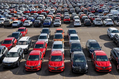 Duisburg, North Rhine-Westphalia, Germany, new cars, transhipment centre, car terminal in Duisburg