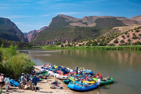 Dinosaur, Colorado, River rafters prepare to begin their trip through the Gates of Lodore on the