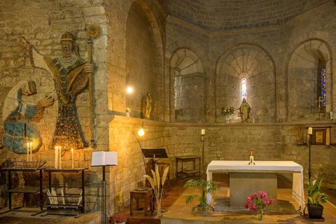 Interior view of Notre Dame du Gourg Saint-Enimie church, Département Lozère, France, Europe