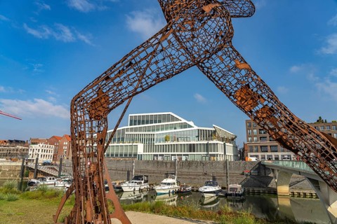 Peaceful Warrior Vreedzame Krijger, Maasboulevard and city harbour in Venlo, Netherlands
