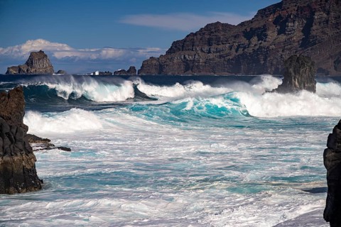 Surf at the coast near La Maceta, El Hierro, Canary Islands, Spain, Europe