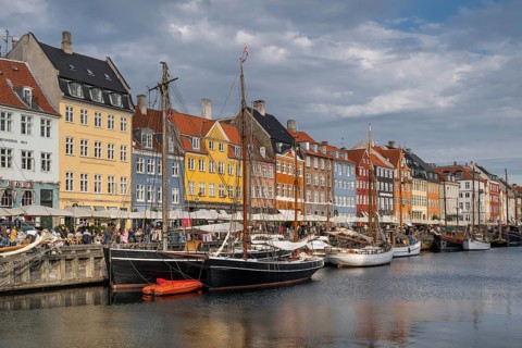 Nyhavn, in the Frederiksstaden district, harbour district with houses over 300 years old, moored