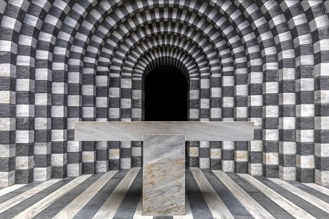 Chiesa di San Giovanni Battista, interior view, architect Mario Botta, Mogno, near Fusio,