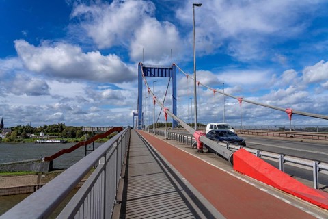 The Friedrich Ebert Bridge over the Rhine between Ruhrort and Homberg, Duisburg, North