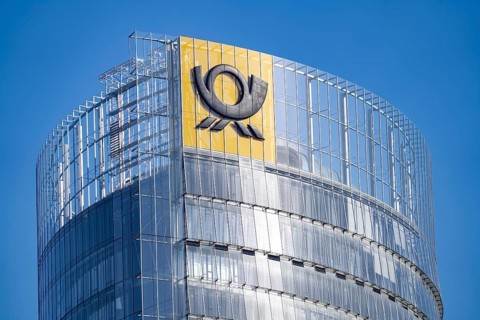 The Posttower, corporate headquarters of Deutsche Post, high-rise building in Bonn, North