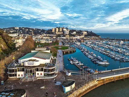Torquay Marina and Harbour from a drone, English Riviera, Torbay, Devon, England, United Kingdom,