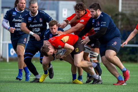 Rugby: Germany against MKS Pogon Awenta Siedlce, Poland in Heidelberg (test match of the German