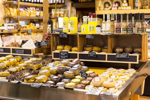 Grocery shop with a wide range of products in the historic centre of Volterra, province of Pisa,