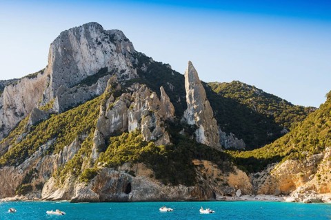 Rocky coast and beach, Cala Goloritze, Gulf of Orosei National Park, Parco Nazionale del