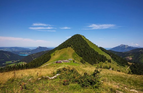 Oberwiesalm with Faistenauer Schafberg, Osterhorn group, Salzkammergut, Salzburg province, Austria,