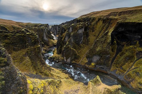 Fjaðrárgljúfur Canyon, Fjadrargljufur, deep canyon, near Kirkjubæjarklaustur, South Iceland,