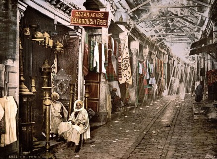 Souc-el-Trouk Bazaar, Tunis, Tunisia, c. 1895, Historic, digitally restored reproduction from a