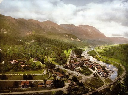 Upper Prahova, Sinaia, Romania, View from 1885, Historical, digitally restored reproduction from a