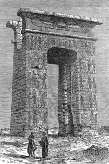 Remains of a temple in Karnak, Egypt, in 1860, Historical, digital reproduction of an original from