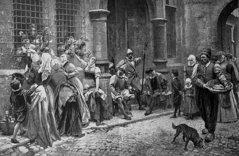 On the eve of the execution, woman and families bid farewell to the prisoners, after a painting by