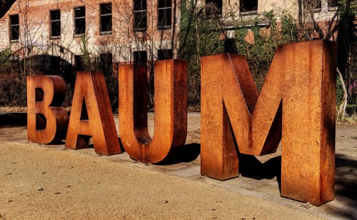 Art installation in front of the entrance to the former Alpenhaus, Historic Tuberculosis