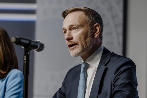 Christian Lindner (FDP), Federal Minister of Finance, photographed during the press conference on