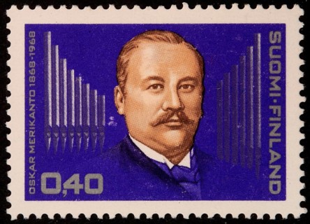 Frans Oskar Merikanto (1868-1924) a Finnish musician and composer. Portrait on a Finnish stamp