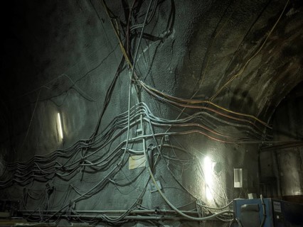Cable in the tunnel section of construction lot H41, Brenner Base Tunnel, Zenzendorf, Tyrol,