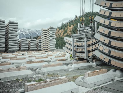 Tubbing segments for the Brenner Base Tunnel, Zinzendorf, Tyrol, Austria, Europe