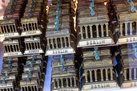 Typical souvenir from the capital. Miniature version of the Brandenburg Tor. Berlin, Germany,