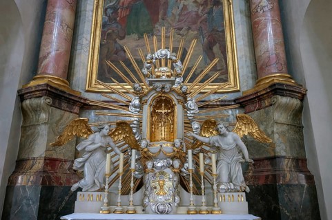 Detail from the side altar of St James' Church, built 1772-1775, Bad Kissingen, Lower Franconia,