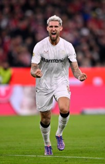 Goal celebration Robert Andrich Bayer 04 Leverkusen (08) Allianz Arena, Munich, Bavaria, Germany,