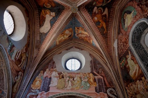 Interior view, God the Father in Glory, late Gothic frescoes by Master Wenzlaus in the Chapel of