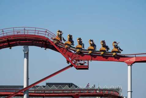 Ride, roller coaster, Tivoli amusement and recreation park, city centre, Copenhagen, Denmark,