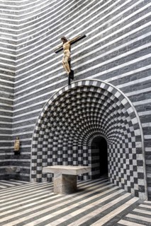 Chiesa di San Giovanni Battista, interior view, architect Mario Botta, Mogno, near Fusio,