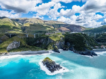 Crawford Beach Marinella from a drone, San Nicola Arcella, Cosenza, Calabria, Italy, Europe