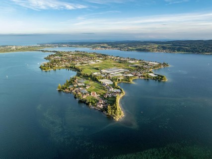 Aerial view, of the north-western tip of the island of Reichenau in Lake Constance, with the