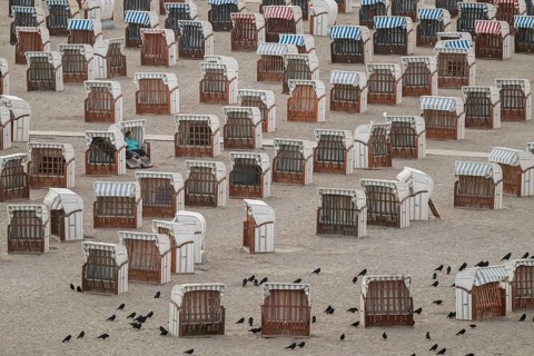 Beach with beach chairs, Baltic Sea spa Travemünde, Bay of Lübeck, Lübeck, Schleswig-Holstein,