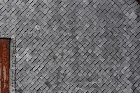 Detail of a slate façade of a residential building, Bavaria, Germany, Europe