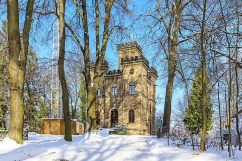 Schöne Höhe with Belvedere in winter, Dürrröhrsdorf-Dittersbach, Saxony, Germany, Europe
