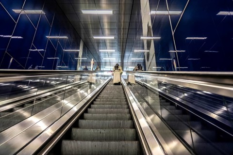 Modern underground station of the Wehrhahn line, Schadowstraße, 6 new stations, opened in 2016, of