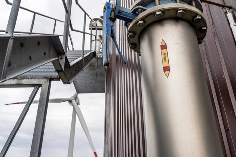 Pipelines, a biogas plant, the gas is produced from various biomass, the electricity is generated