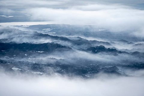 Fog, clouds rising from the glacier in the evening, atmospheric, glacier Myrdalsjökull, Pakgil,