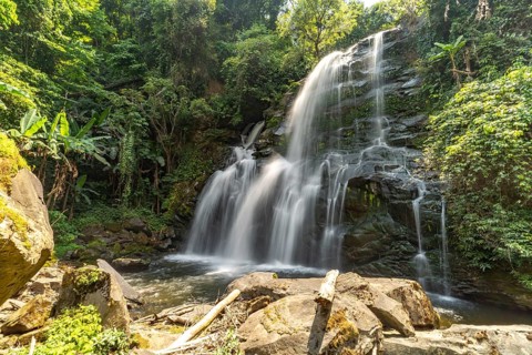 The Pha Dok Siew waterfall on the Pha Dok Sieo Nature Trail in Doi Inthanon National Park, Chiang