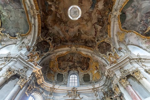 Ceiling fresco in the interior of the pilgrimage church of the Visitation of the Virgin Mary /