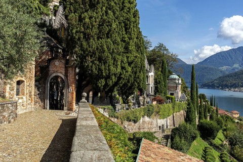 Cemetery, Monumental cemetery, Morcote, Lake Lugano, Lago di Lugano, Canton Ticino, Switzerland,