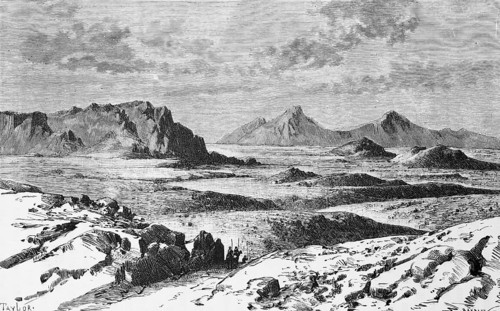 Mountain landscape of the Gobi Desert, arid region in Central Asia, natural area, wasteland,