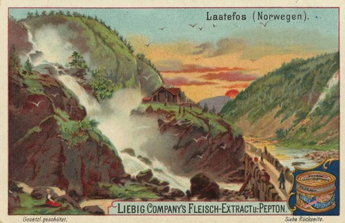 Picture series Waterfalls of the World, The Laatefos, Latefossen, in Norway, Liebig picture,