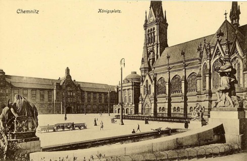 Königsplatz in Chemnitz around 1910, Saxony, Germany, digitally enhanced reproduction from a