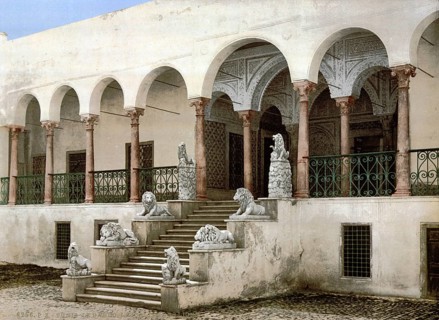 Bardo, Suburb of Tunis, Museum, Lion Staircase, Staircase, Tunis, Tunisia, c. 1895, Historical,