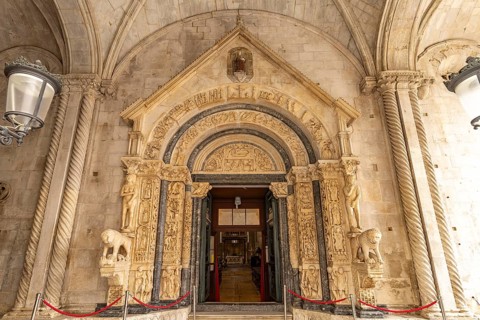 Radovan's portal of the Cathedral of St Lawrence in Trogir, Croatia, Europe