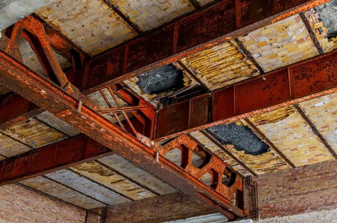 Interior view, former Alpine house on the historic site of the tuberculosis sanatorium in Beelitz,