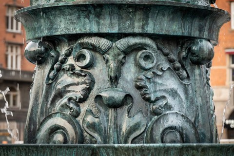 Bronze fountain, City Hall Square or Rådhuspladsen, Copenhagen, Denmark, Europe