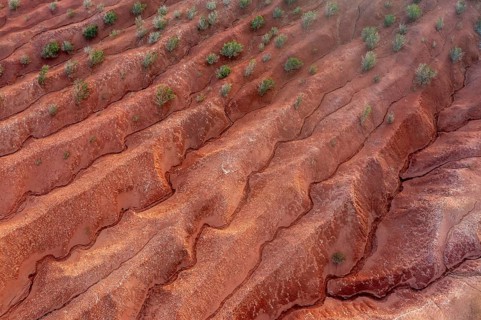 Red earth, erosion, above the cliff, Agulo, La Gomera, Canary Islands, Spain, Europe