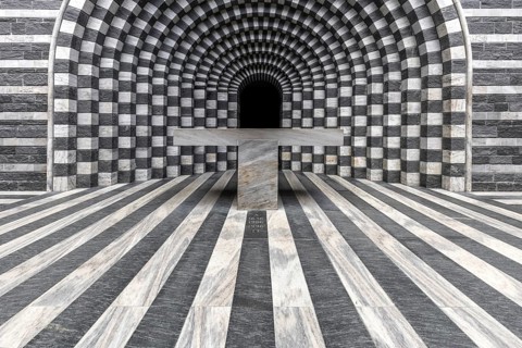 Chiesa di San Giovanni Battista, interior view, architect Mario Botta, Mogno, near Fusio,